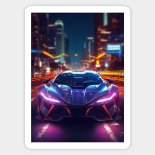 Asian Neon City Sports Car Sticker